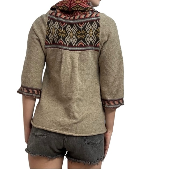 Free People Cardigan Sweater Fairy Grunge Knit Wool Boho Nordic Size Medium - Picture 3 of 6